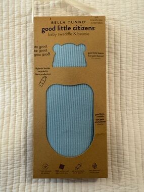Bella Tunno Blue Baby Swaddle & Beanie Set - Good Little Citizens
